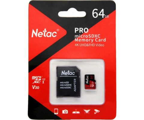 תמונה של כ. זכרון Netac P500 Extreme Pro 64GB MicroSD Up To 100MB/s Read